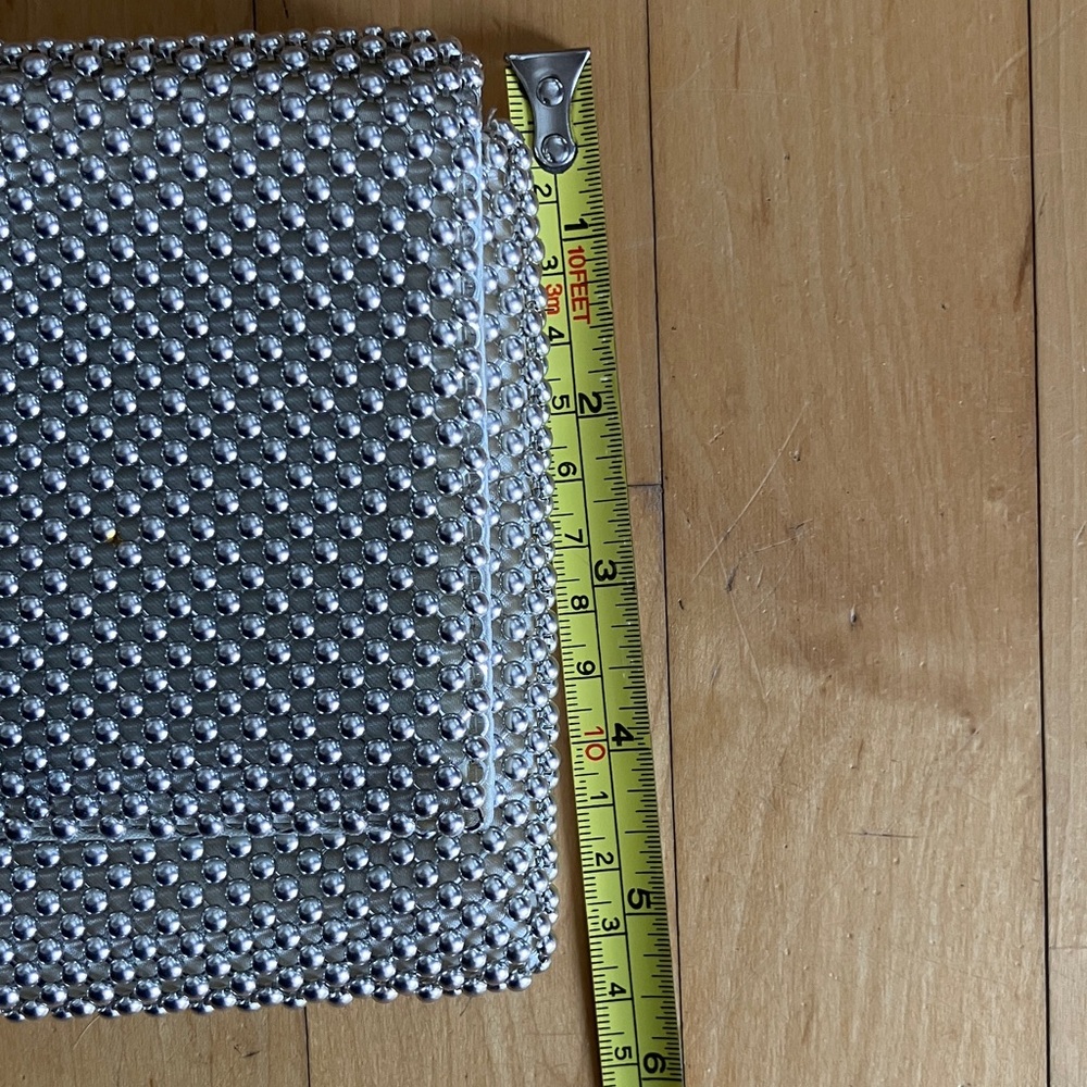 Silver beaded clutch with chain strap Browns prom bridal wedding - Picture 6 of 12